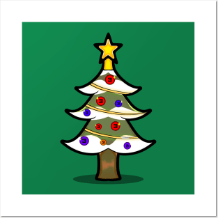 Christmas Tree Christmas Number Three Funny Xmas Pun Cartoon Posters and Art